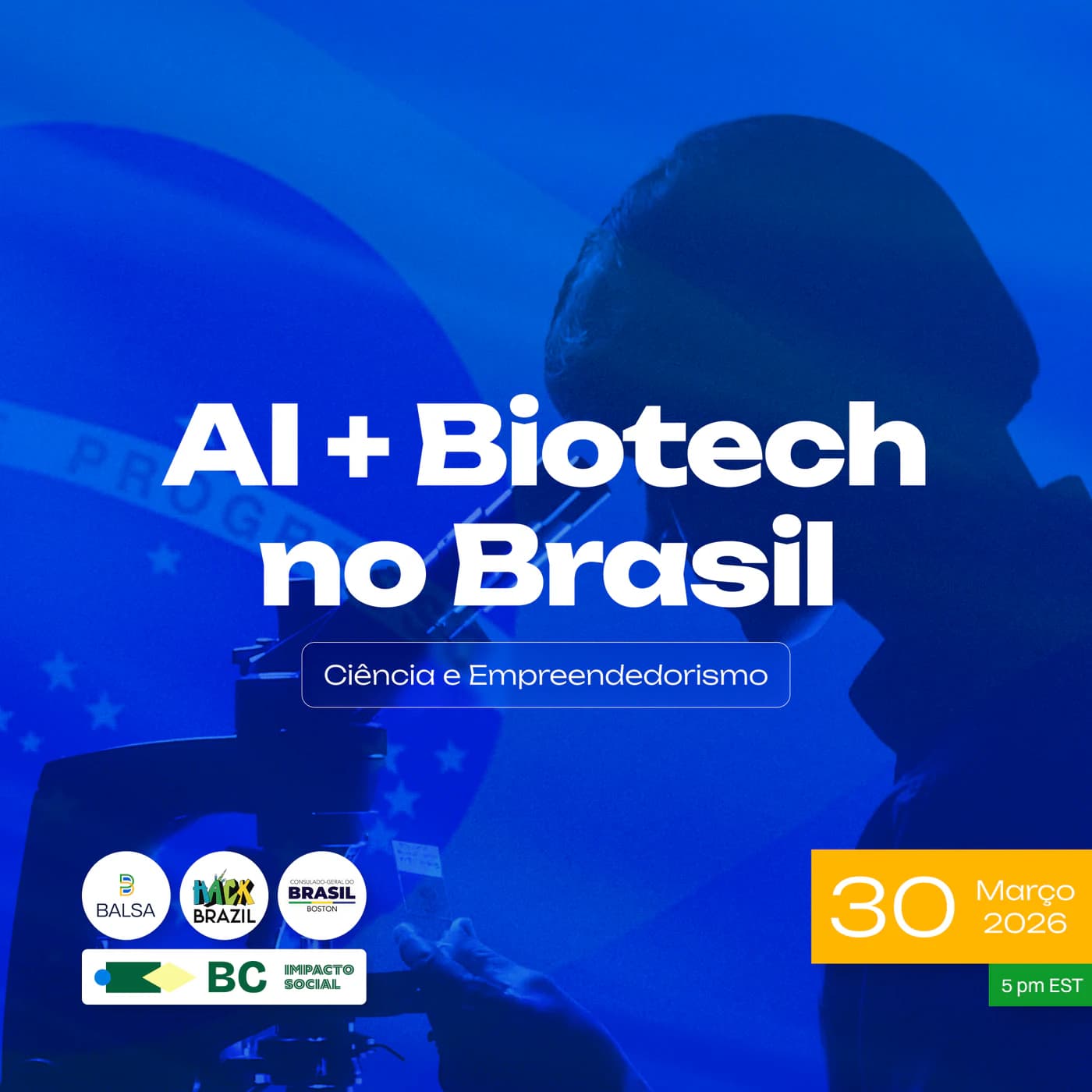 AI + Biotech in Brazil event poster with the two speakers