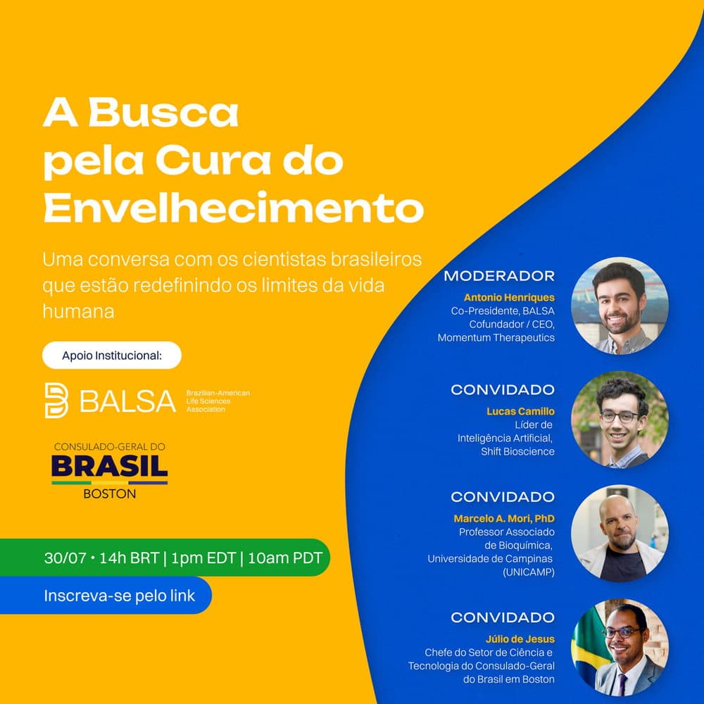 Brazilian-American Bio Connections webinar poster on aging research
