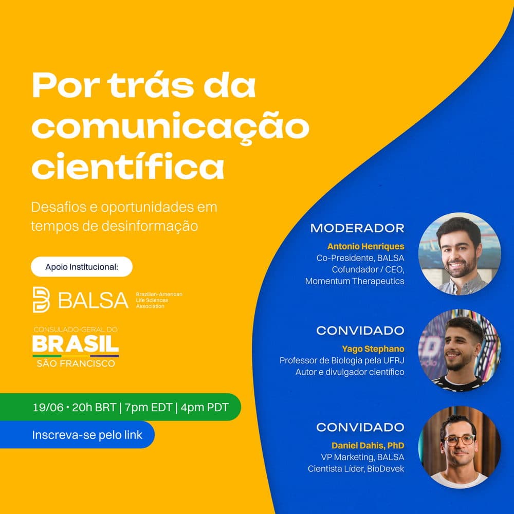 Brazilian-American Bio Connections webinar poster on science communication