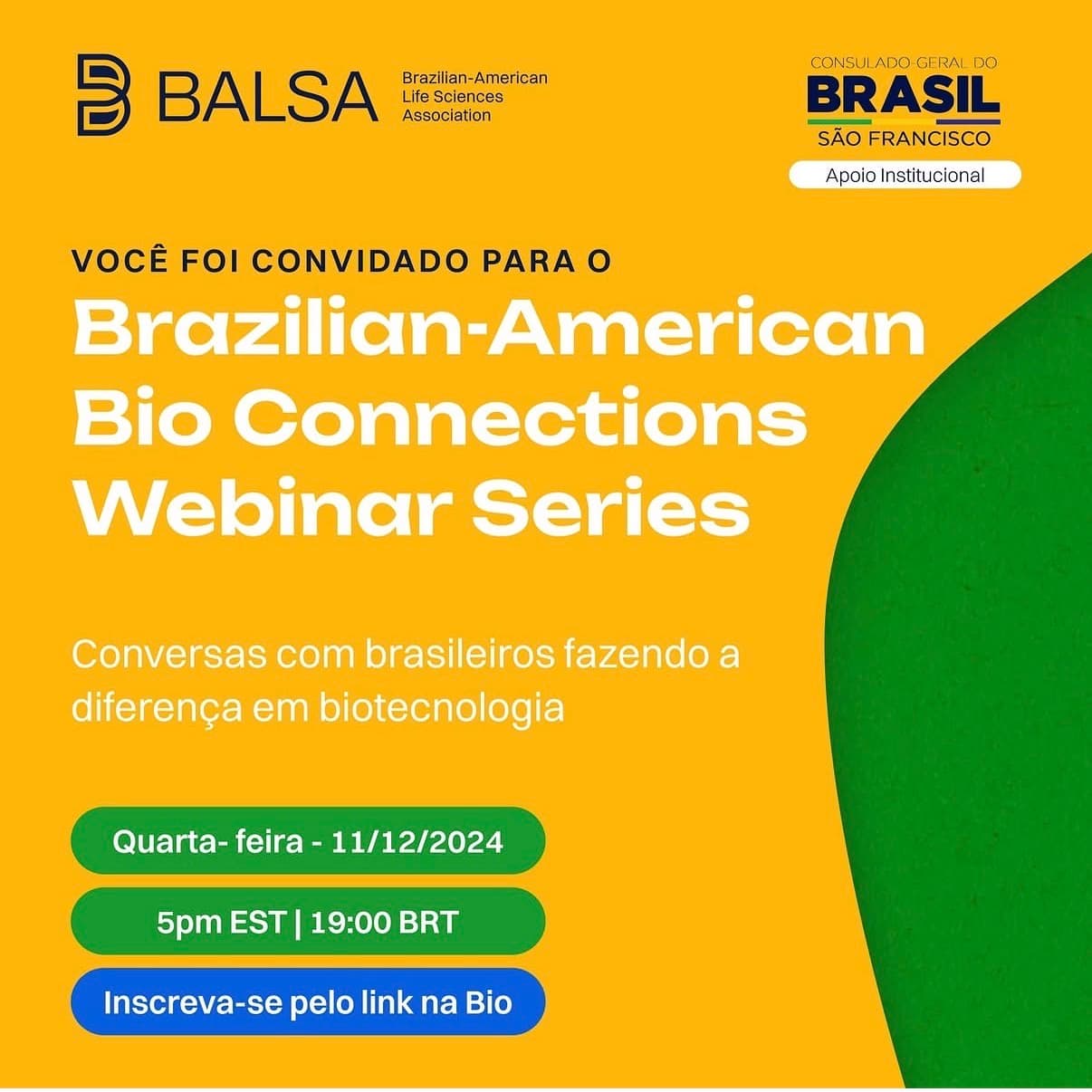 Inaugural Brazilian-American Bio Connections webinar poster
