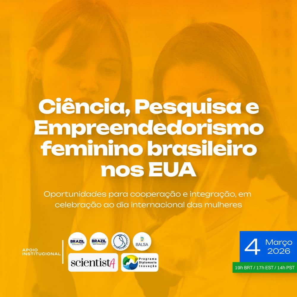 Brazilian women in science seminar poster with Mirian Krystel and Bruna Paulsen