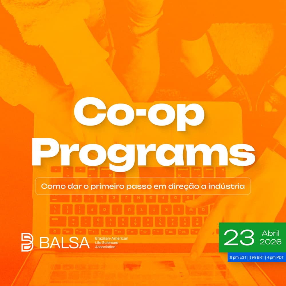 Co-op Programs poster in orange with hands over a laptop