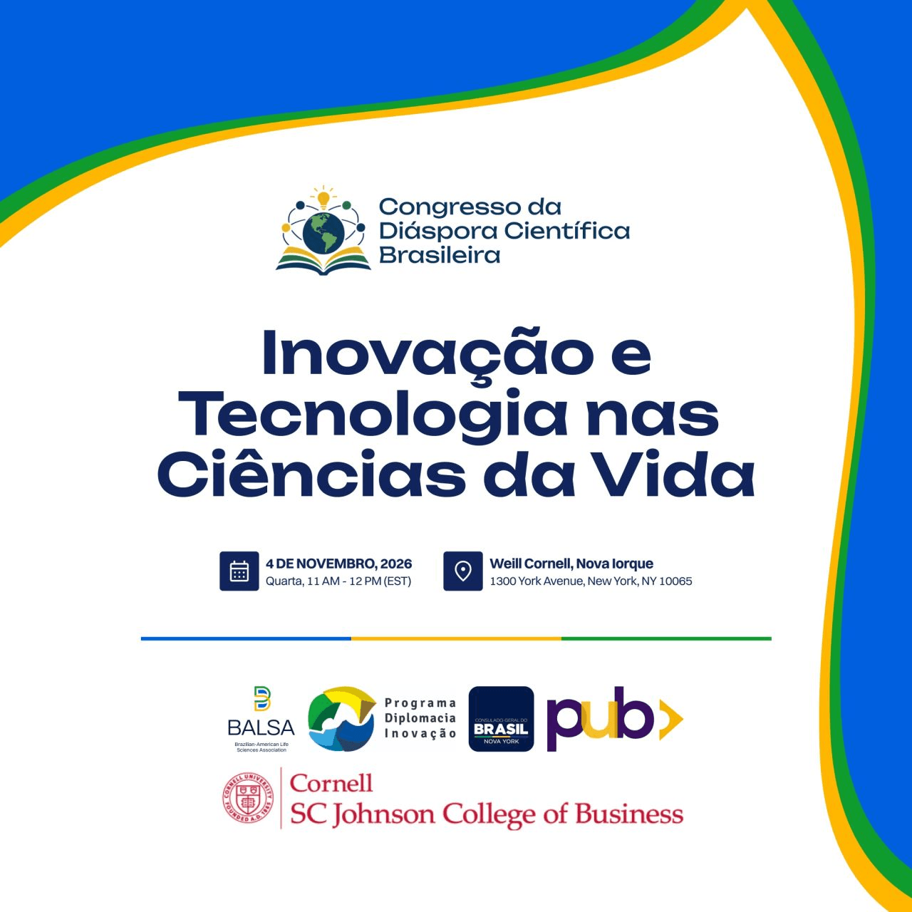 Brazilian Scientific Diaspora Congress poster with the life sciences theme and co-organizer logos