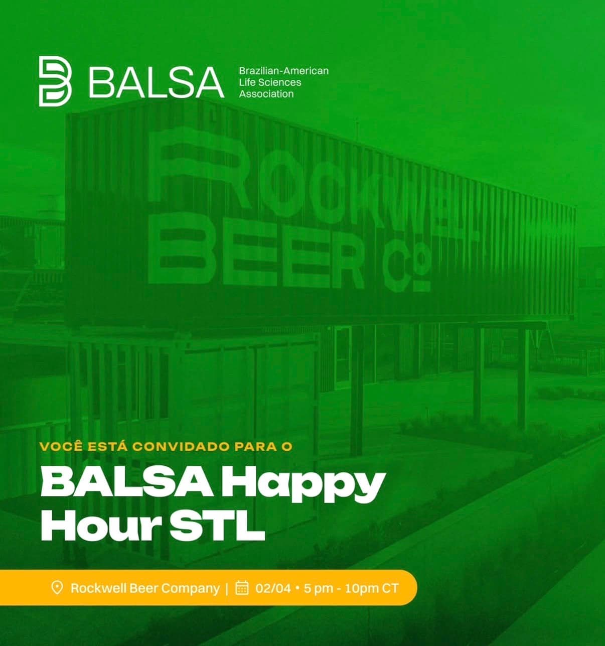 BALSA Happy Hour STL poster featuring Rockwell Beer Company