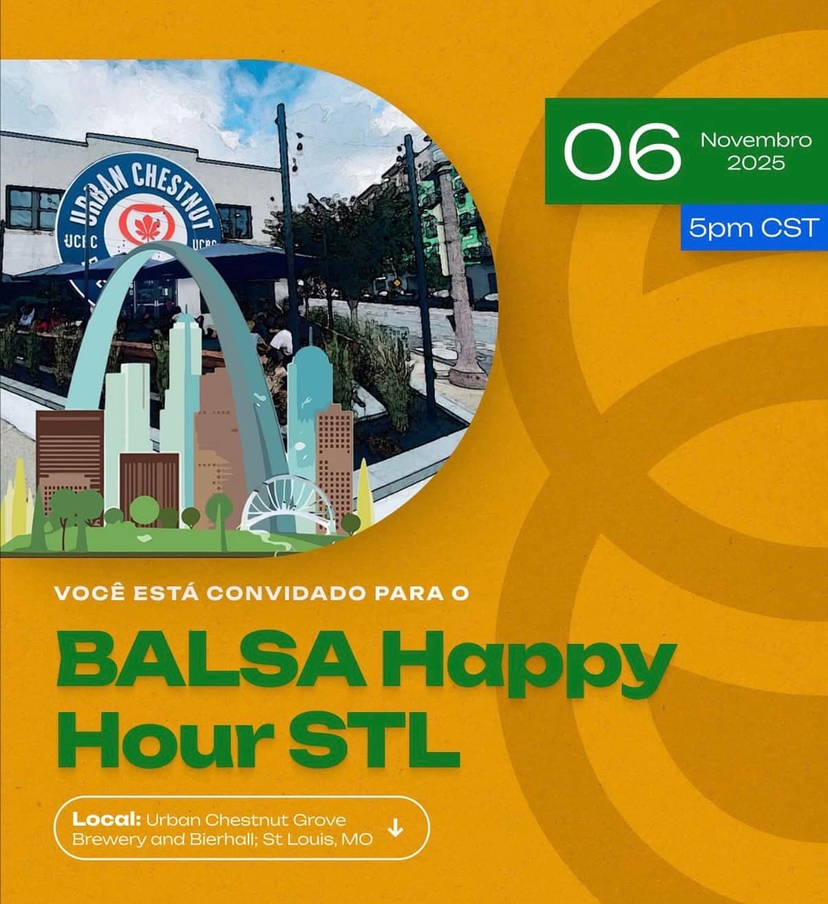 BALSA Happy Hour STL poster featuring Urban Chestnut Grove Brewery