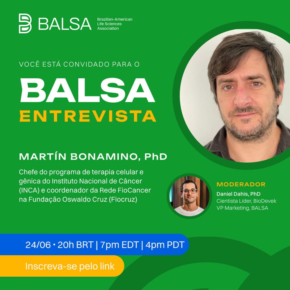 Poster for the BALSA interview with Dr. Martin Bonamino
