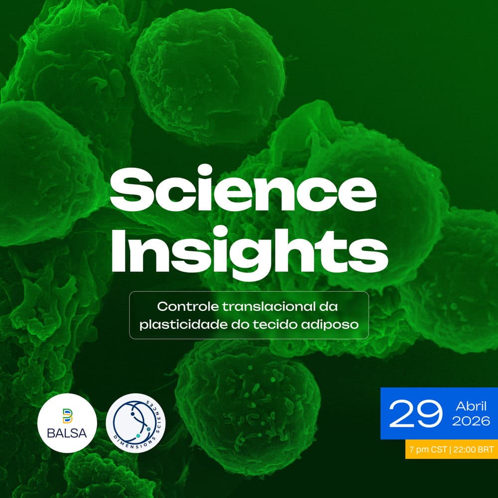 Science Insights poster in green with a micrograph of cells