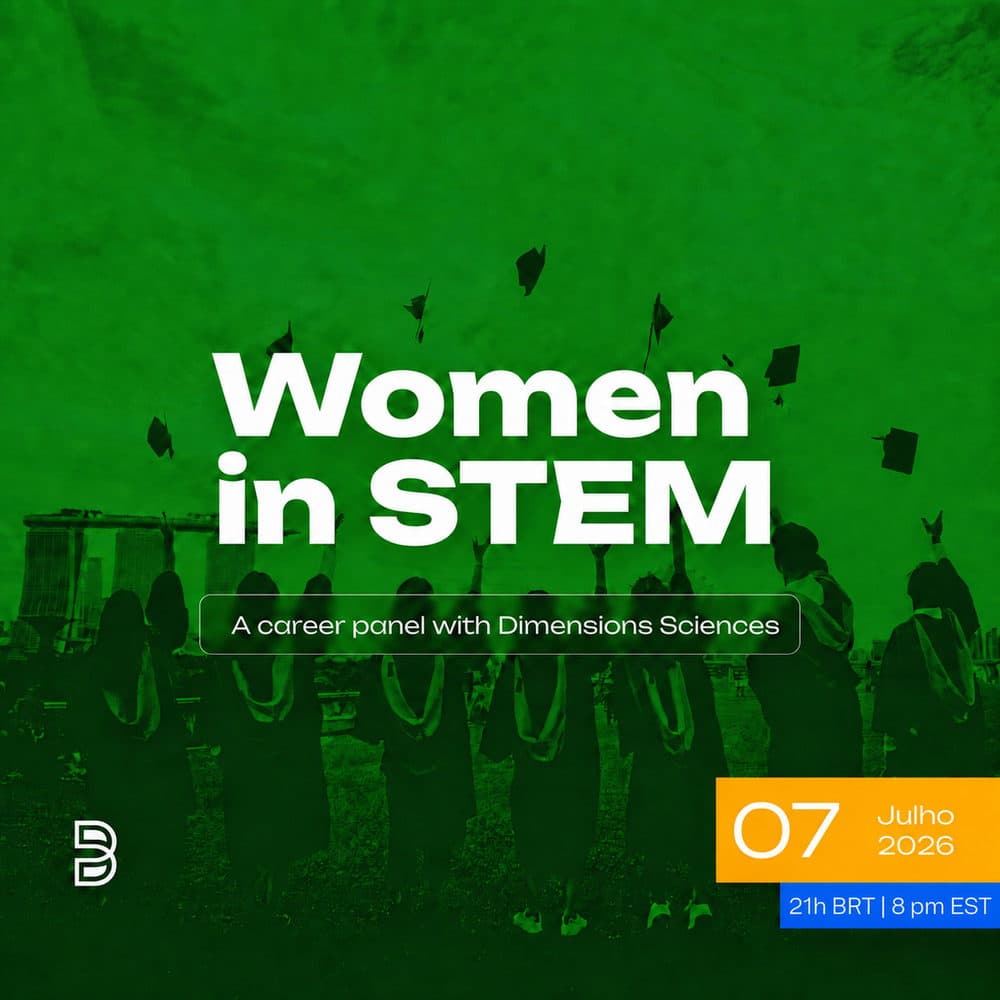 Women in STEM career panel poster with graduates throwing caps